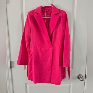 Mundefeis Fringe Western Pink Double-Breasted Blazer